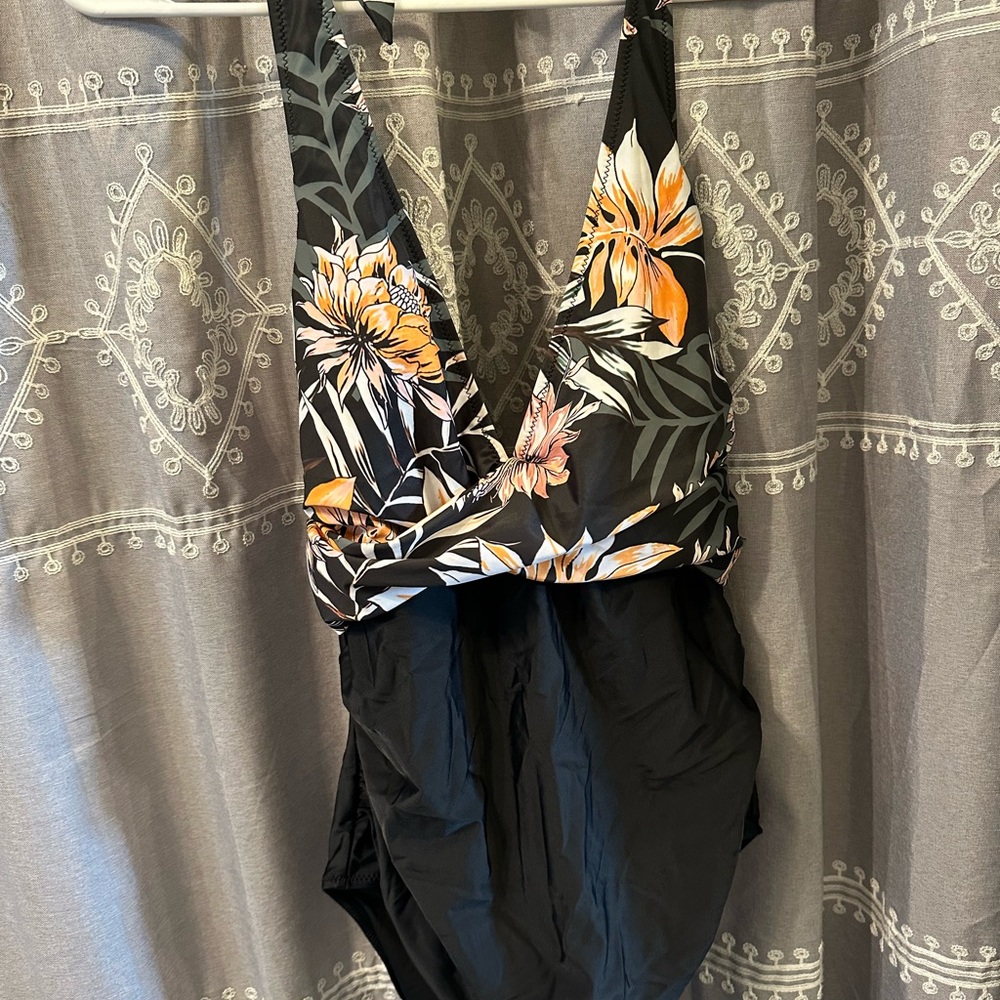 Floral Black One Piece Swimsuit